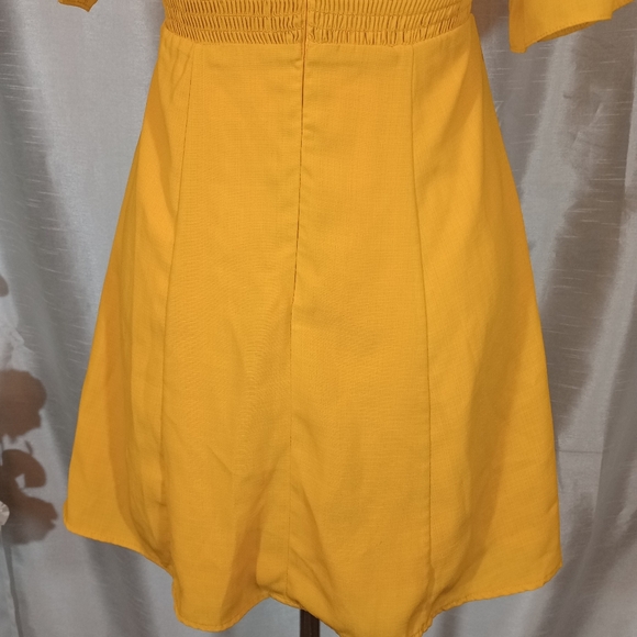 Rechic bohemian Vintage Short Dress, Yellow, Bell Sleeve,Zip, Pleated bust, S/ 2 - Picture 12 of 12